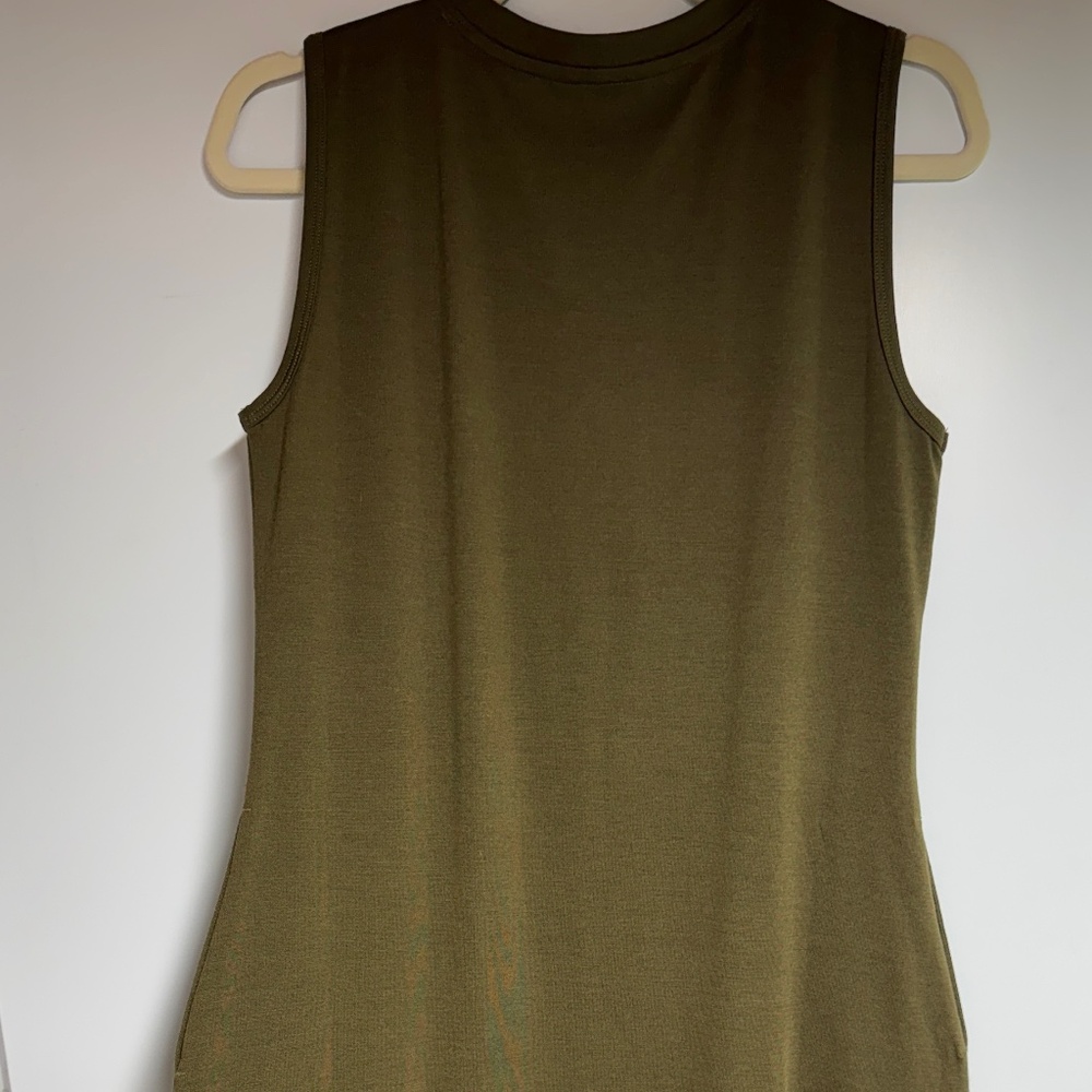 Olive Green Sleeveless Midi Dress - Picture 2 of 5